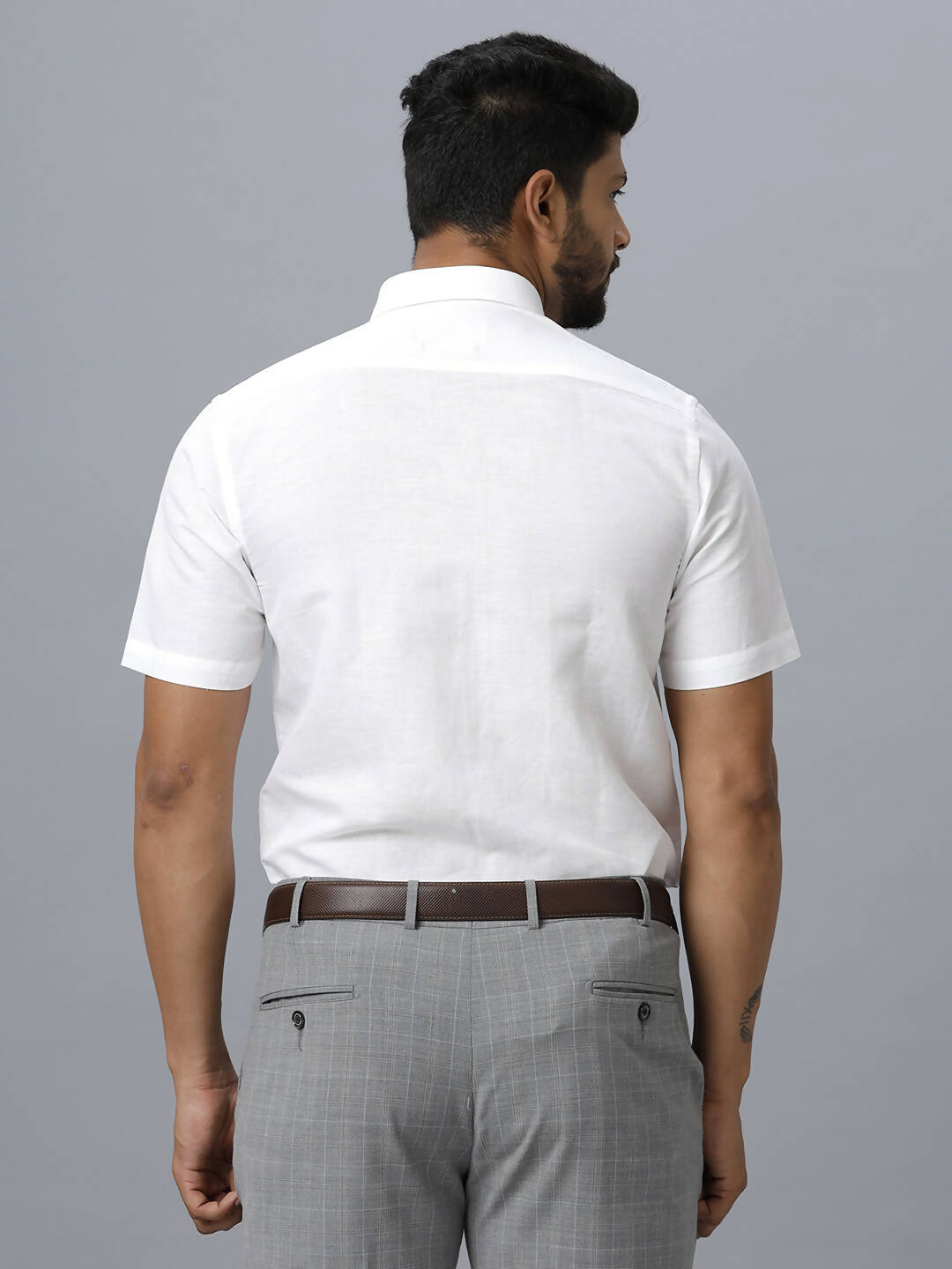 Ramraj Cotton Mens Half Sleeve White Shirt Plus Size - Justice White | Swadesiicart