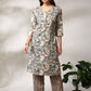 Anouk Floral Printed Regular Straight Kurta with Trousers - Swadesiicart