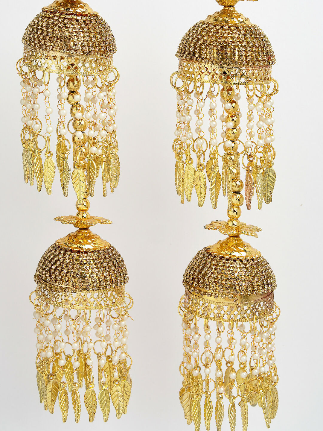 NVR Women's Pack Of 2 Gold-Polished Stone Studded Bridal Layered Kaleera Sets - Swadesiicart