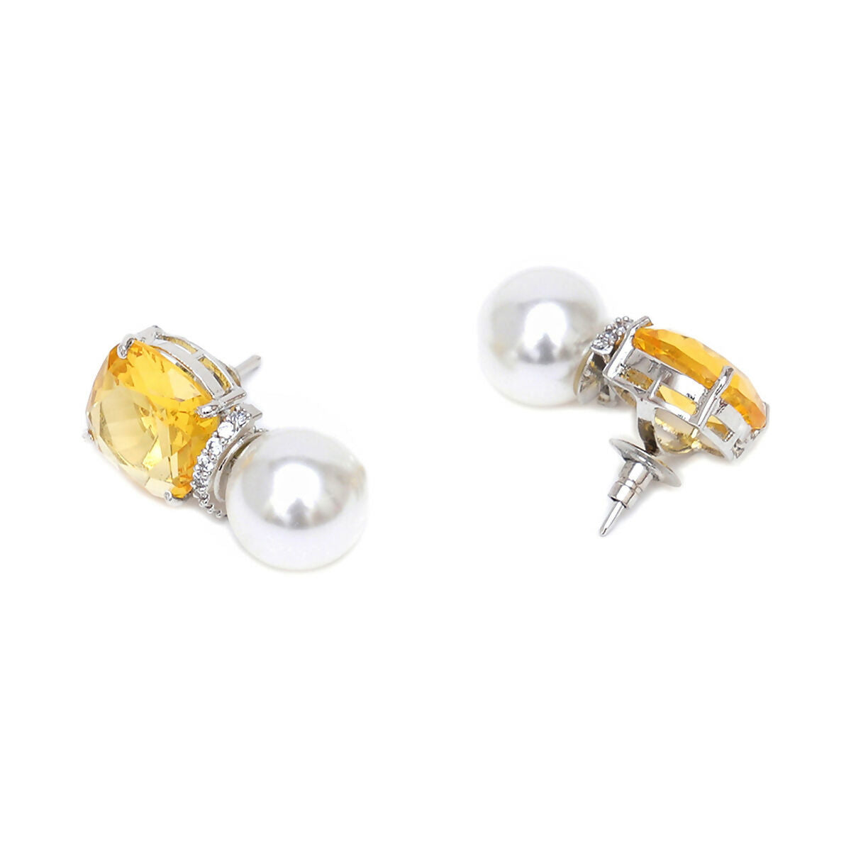 Yellow Pearl Studs- Ruby Raang | Swadesiicart