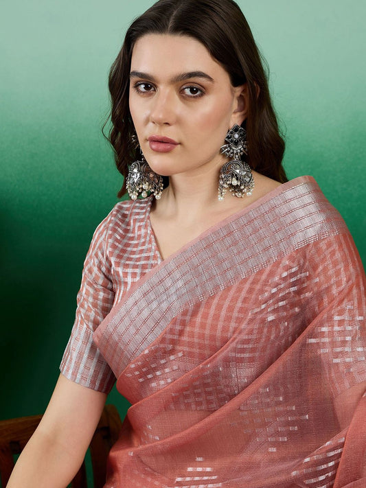 Mitera Woven Design Zari Organza Banarasi Saree | Swadesiicart
