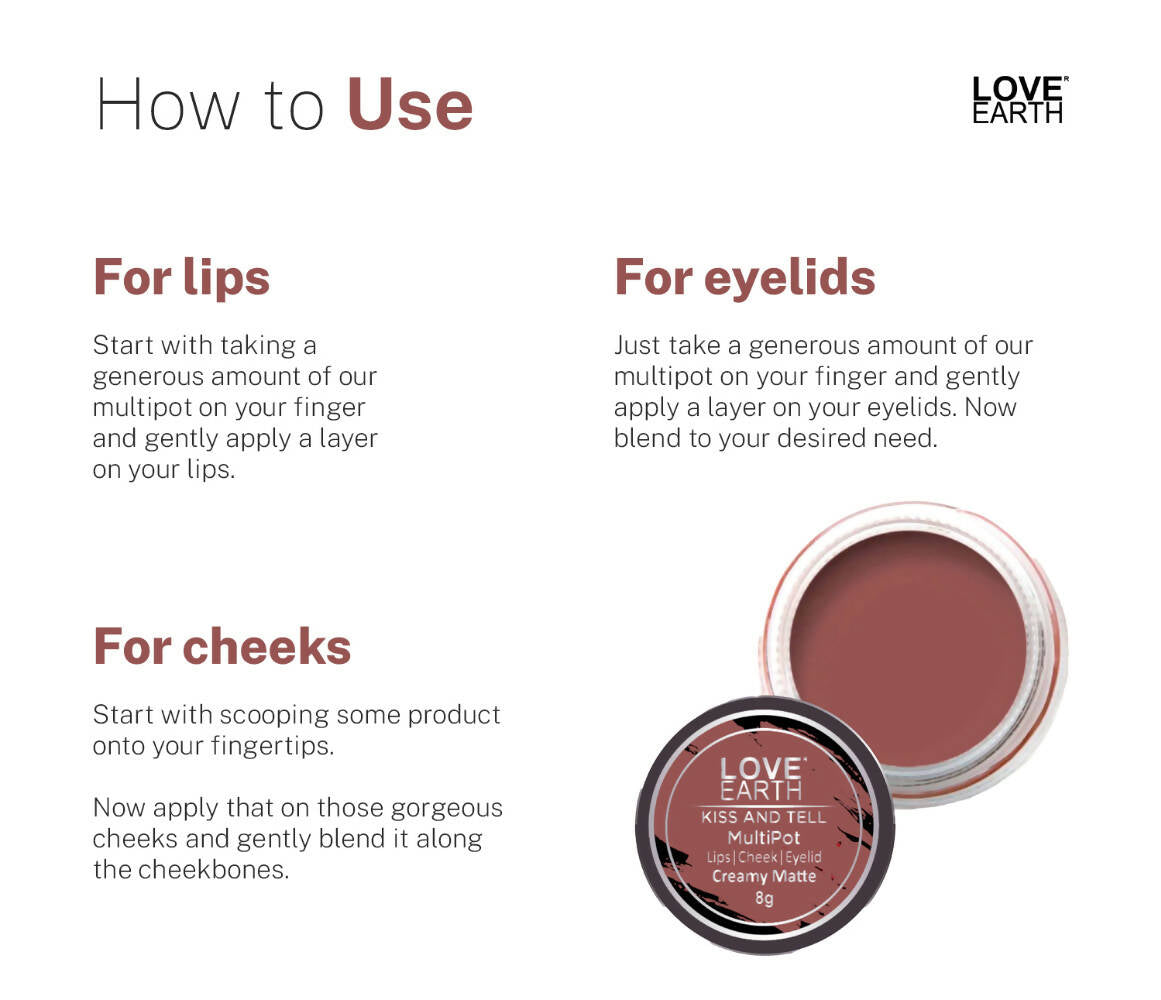 Love Earth Lip Tint & Cheek Tint Multipot-Kiss & Tell - Swadesiicart