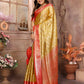 Anaita Golden Tissue Silk With Zari Weaving Saree With Blouse