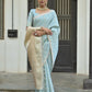 Vishnu Weaves Women's Firozi Premium Tussar Silk Saree with Blouse - Swadesiicart