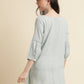 Light Blue Poly Cotton Yoke Embroidered A-line Top - Tarini - Swadesiicart
