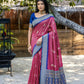 Vishnu Weaves Women's Pink Tussar Silk Zari Woven Saree with Blouse - Swadesiicart
