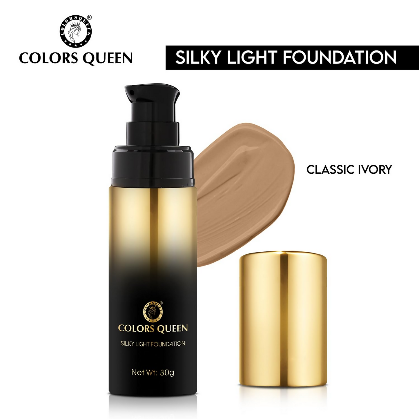 Colors Queen Silky Light Foundation - 05 Classic Ivory | Swadesiicart
