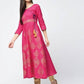 Aniyah Cotton Block Printed Angrakha Kurta Fuchsia (AN-132K)