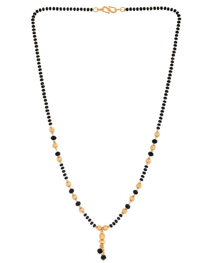 VOJ Gold-Polished Round Design Beaded Chain Mangalsutra - Swadesiicart