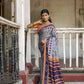 Vishnu Weaves Women's Grey Cotton Silk Printed Saree with Blouse - Swadesiicart