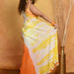 Very Much Indian Tie & Dye Handloom Mul Cotton Saree - Orange Yellow | Swadesiicart