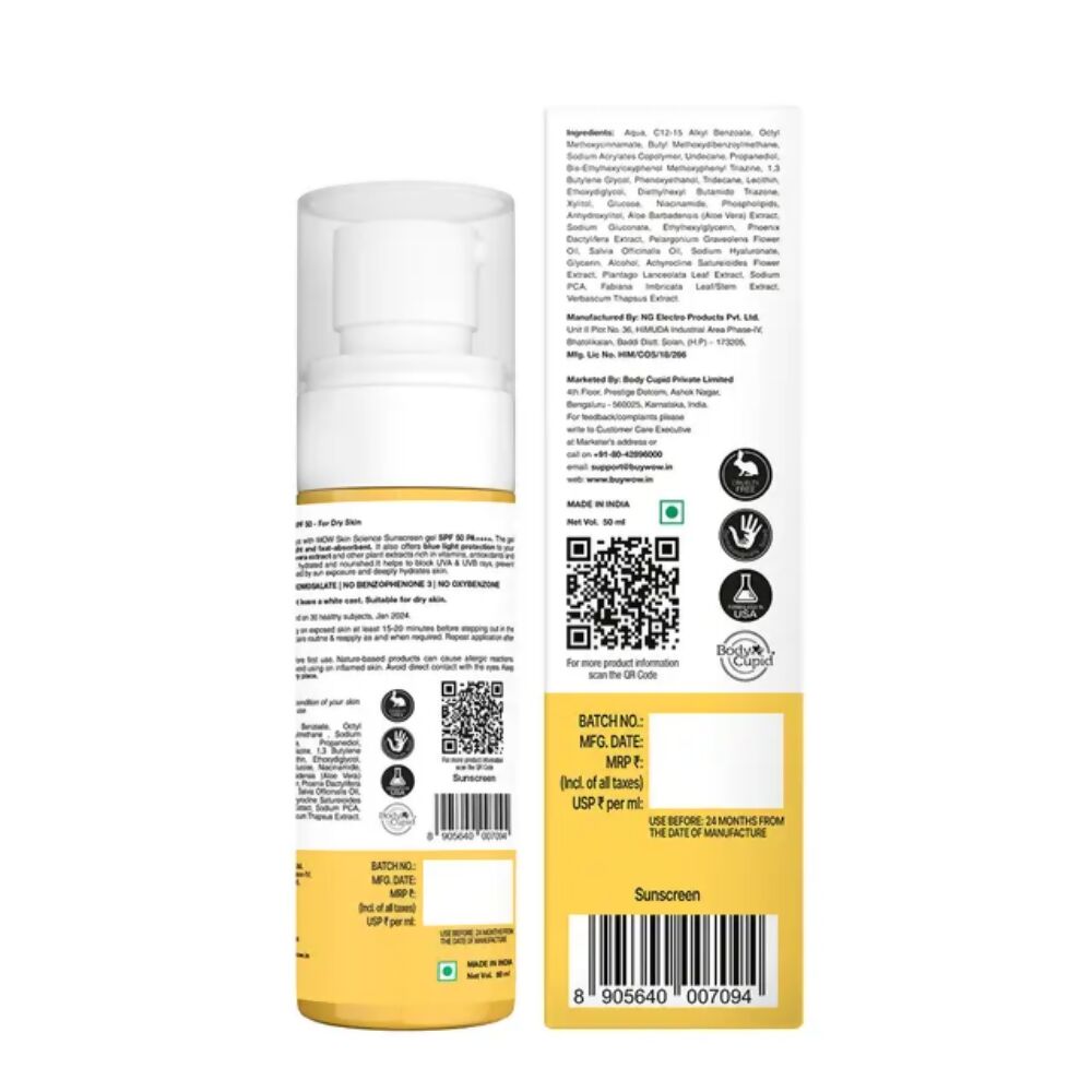 Wow Life Science Sunscreen Gel Dry Skin - Swadesiicart