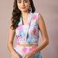 Myshka Women's Multi Printed Shawl Neck Party Top With Skirt Co-ord set - Swadesiicart