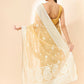 Beige Organza Geometric Embroidered Saree with Unstitched Blouse Piece - Roozal