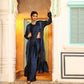 Navy Blue Tom Silk Plain Ready To Wear Saree With Stitched Blouse - Satiksha | Swadesiicart