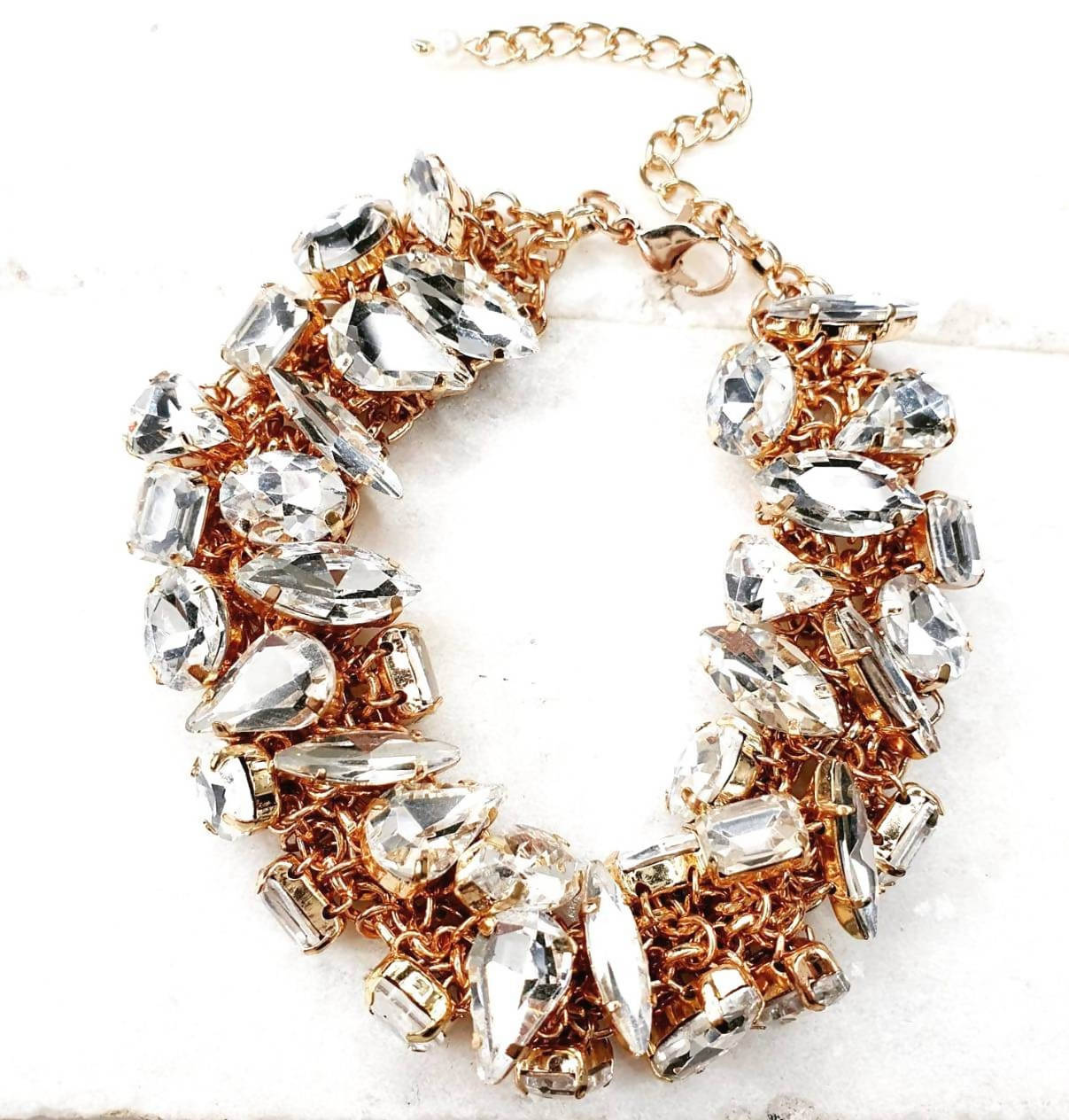 Bling Accessories Rhine Stone Glass Statement Crystal Bracelet - Bling Accessories