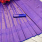 DEIANA'S Beautiful Designer Golden zari Soft Lichi Silk Saree - Royal Blue - Swadesiicart