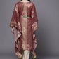 Ahalyaa Women Maroon Floral Printed Flared Sleeves Kaftan Kurta | Swadesiicart