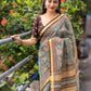 Grey Silk Blend Geometric Saree with Unstitched Blouse - Hiral Fashion | Swadesiicart