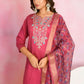 Ethnic Festive Wear Chanderi Red Stitched Suit With Dupatta - Tanisha | Swadesiicart