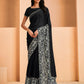 Black Satin Crepe Silk Sequence Embroidered Saree With Unstitched Blouse - Mohmanthan Yavanika