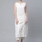 Ahalyaa Women Off White Pure Cotton Printed Kurta with Trousers | Swadesiicart