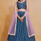 Teal Blue Zari Weaving Work Georgette Banarasi Lehenga Choli - Jihu Culture | Swadesiicart