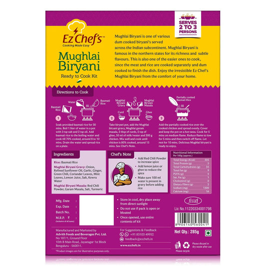 Ez Chef's Mughlai Biryani Kit - Lucknow's Famous Biryani - Swadesiicart