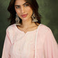 The52 Baby pink Women's Gorgeous Cotton Blend Fabric Thread Work Straight Kurta, Pant and Dupatta Set - Swadesiicart