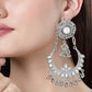 NVR Women's Silver-Plated Mirror Work Oxidised Chandbali Earrings | Swadesiicart