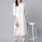 Ahalyaa Women Offwhite Pure Cotton Printed Floral Kurta With Trousers | Swadesiicart