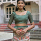 Vishnu Weaves Women's Green Soft Tussar Silk Small Zari Woven Border Saree with Blouse - Swadesiicart