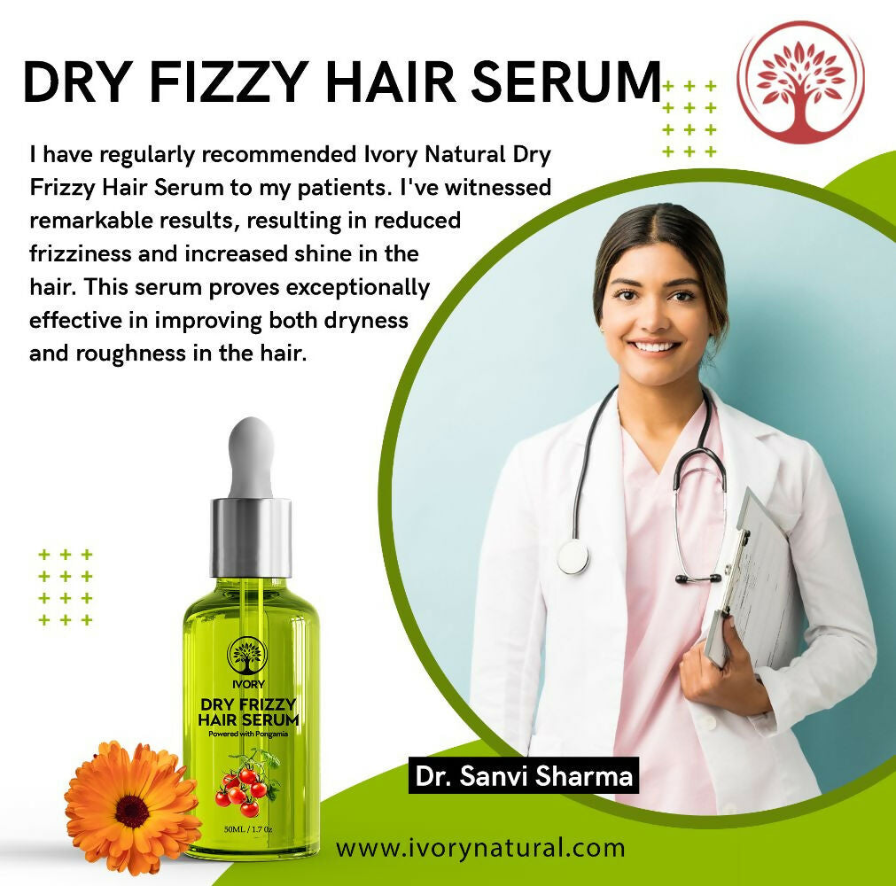 Ivory Natural Dry Frizzy Hair Serum Moisturizes Dry Strands, Detangles Hair | Swadesiicart