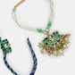 NVR Women & Men Set of 2 Turquoise Blue Lotus Shape Kundan-Studded & Beaded Handcrafted Wraparound Rakhi Set With Roli Chawal | Swadesiicart