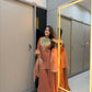 Anaita Dark Peach Roman Shimmer Readymade Kurti Set with Handwork & Moti Work
