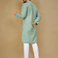 Anaita Sea_Green Embroidered Rayon Straight Kurta