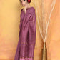Very Much Indian Chanderi Natural Dye Handblock Printed Saree - Mauve | Swadesiicart