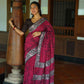 Arfa Fashion House Rani Pink Pure Chanderi Cotton Batik Printed Saree