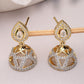 NVR Wome's Gold-Polished AD- Studded Jhumki Earrings | Swadesiicart