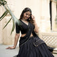 Lorenvalley Black Pure Chanderi Plain With Zari Weaving Work Border Lehenga Choli | Swadesiicart