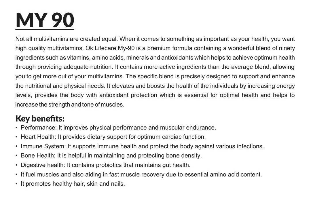 Ok Life Care My 90 Advanced Multivitamins Capsules | Swadesiicart