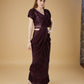Wine Imported Crush Solid Ready to Wear Saree with stitched Blouse - Aayan | Swadesiicart