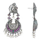Joban Fashion Women Red Stones Silver Tone Brass Earrings | Swadesiicart
