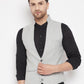 Even Apparels Grey Merino Men Woven Nehru Jacket | Swadesiicart