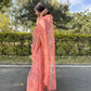 Vamsee Golden Patti Peach Organza Saree - Swadesiicart