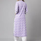 FIORRA Women's Light Purple Cotton A-Line Kurta Set - Swadesiicart