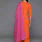 Ahalyaa Women's Traditional wear Kurta Set - Orange | Swadesiicart