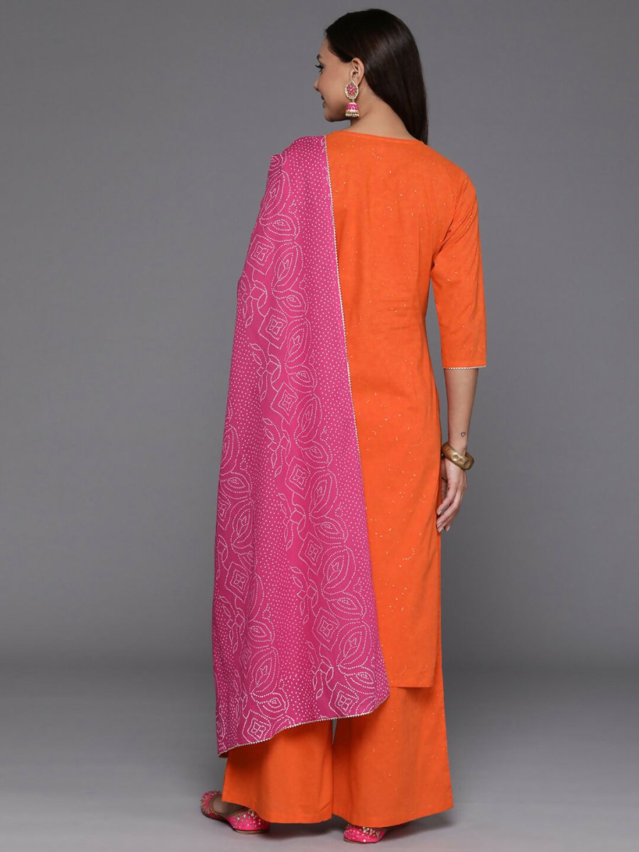 Ahalyaa Women's Traditional wear Kurta Set - Orange | Swadesiicart