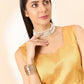 Beige Organza Floral Embroidered Saree with Unstitched Blouse Piece - Roozal