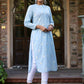 Juniper Women's Blue Cambric Embroidered Straight Kurta | Swadesiicart